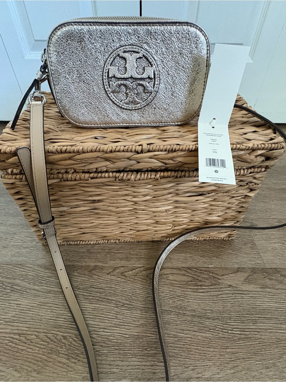 Tory Burch Metallic Gold Leather Crossbody Bag